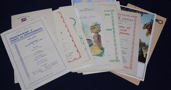 A collection of 1950s Union Castle Line ephemera, mostly menus.